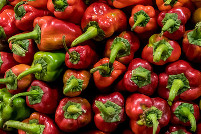 Full frame shot of bell peppers at market