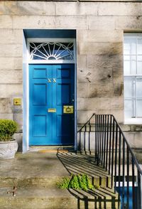 Closed door of building