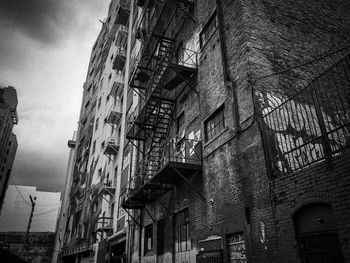 Low angle view of old building against sky