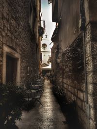 Narrow alley amidst buildings in town