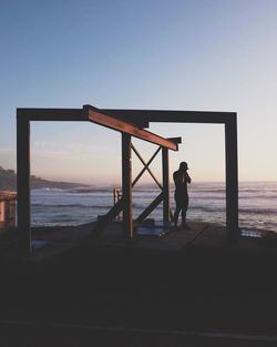 Scenic view of sea at sunset