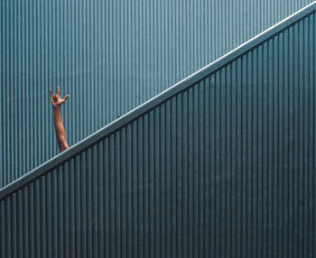 Low angle view of person on staircase