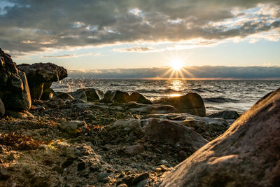 Scenic view of sea against sky during sunset