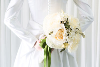 Close-up of white rose bouquet