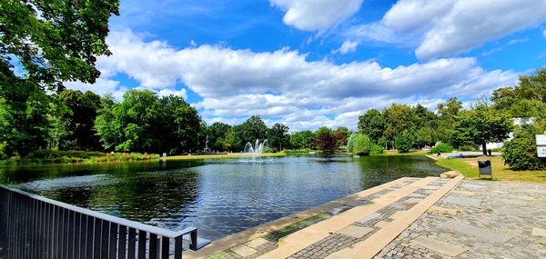 Scenic view of lake against sky