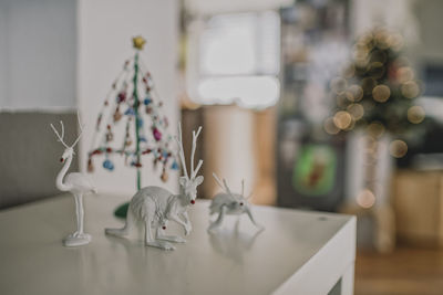 Christmas decoration on table at home