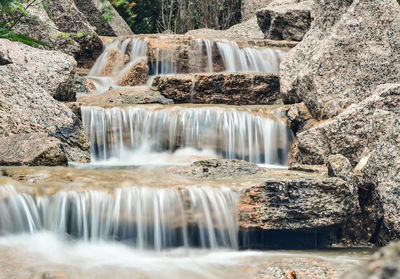 Scenic view of waterfall in forest