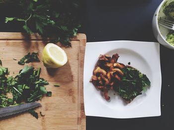 Close-up of food on cutting board