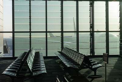 Empty seats at airport lounge