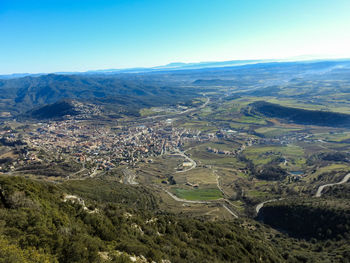 High angle view of landscape against clear sky