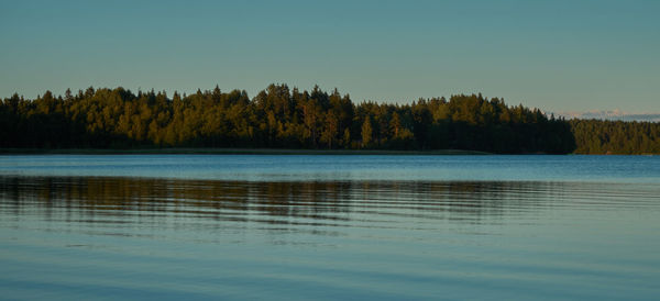 Scenic view of lake against clear sky