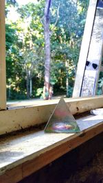 Close-up of window on table
