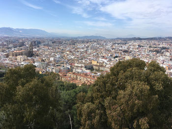 High angle view of townscape against sky