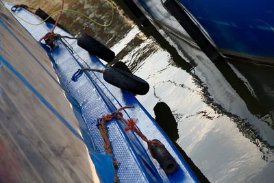 High angle view of boats on lake