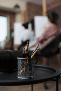 Close-up of paintbrushes