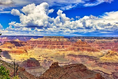 Aerial view of landscape against cloudy sky