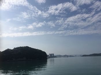 Scenic view of sea against cloudy sky