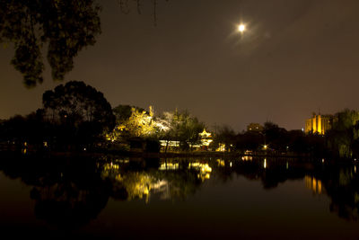 Reflection of trees in calm lake