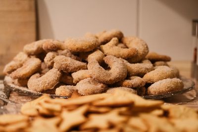 Close-up of cookies on table