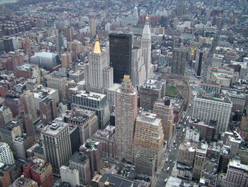 High angle view of buildings in city in new york