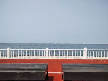 Scenic view of sea against clear sky