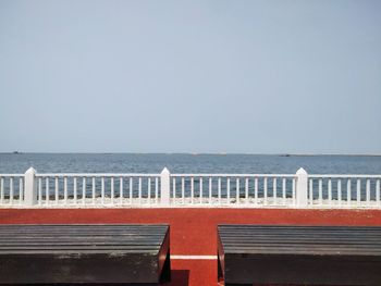 Scenic view of sea against clear sky