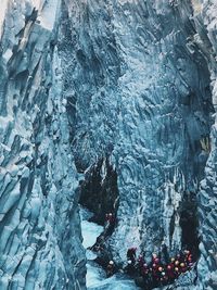High angle view of frozen water