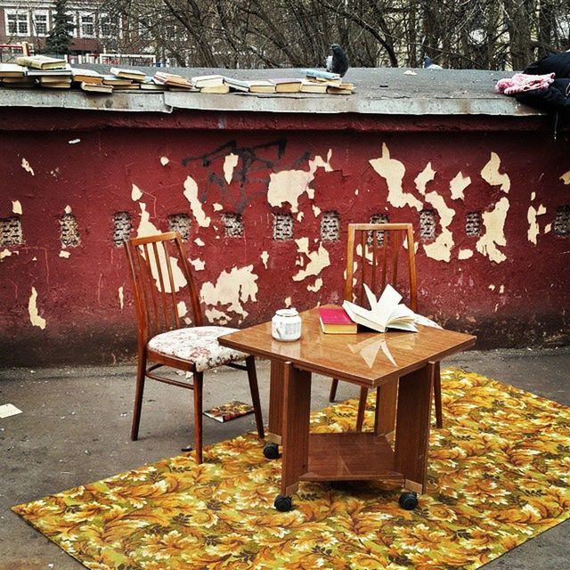 chair, bench, season, empty, autumn, day, absence, leaf, flower, outdoors, wood - material, dry, fallen, seat, nature, transportation, table, no people, change, water