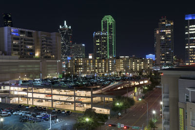 City lit up at night