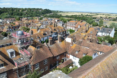 High angle view of townscape against sky