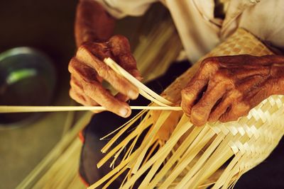 Close-up of person preparing food