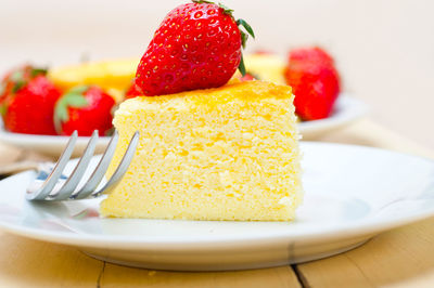 Close-up of dessert in plate on table