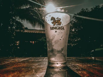 Close-up of glass on table