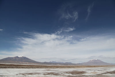 Scenic view of mountains against cloudy sky