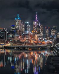 Illuminated city at night