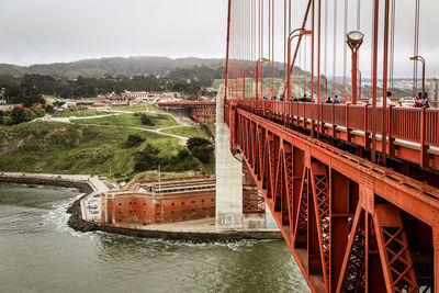 Golden gate bridge over sea