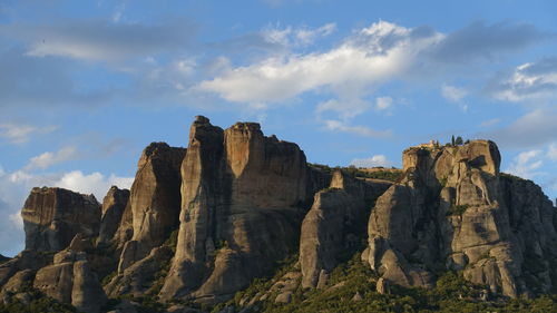 Rock formations on landscape against sky