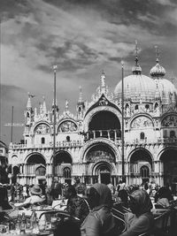 Group of people in front of building