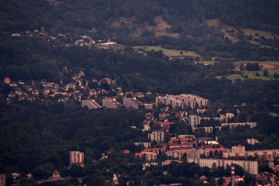 High angle view of townscape and buildings in town