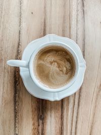 High angle view of coffee on table