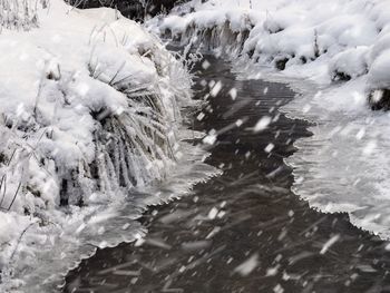 Close-up of snow in water