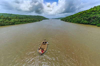 High angle view of river against sky