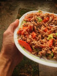 Close-up of hand holding food