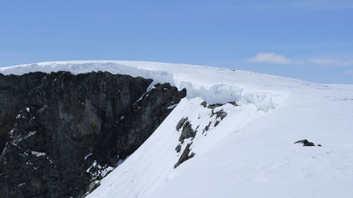 Scenic view of snow covered mountain against sky