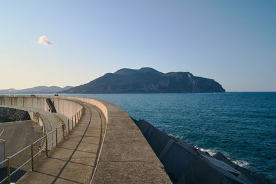 Scenic view of sea against clear sky