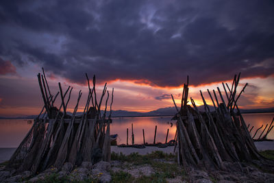 Scenic view of sea against dramatic sky