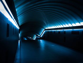 Interior of illuminated subway station