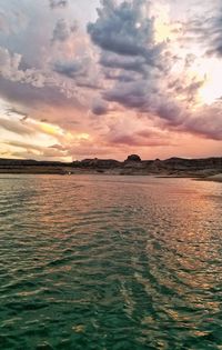 Scenic view of sea against sky during sunset