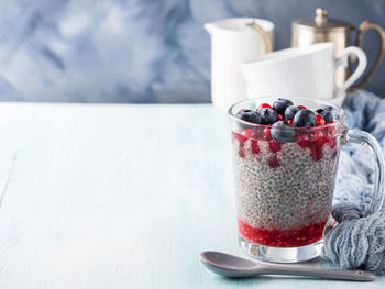 Close-up of breakfast on table