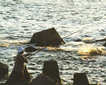 Close-up of boat in sea